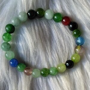 Beautiful Jade & Multi Gemstone Stretchy Bracelet